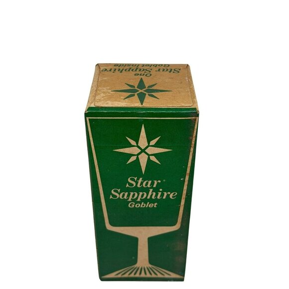 NEW Vintage Star Sapphire Goblet Glamorize Boxed Wine Glass Retro Starburst - Picture 2 of 4